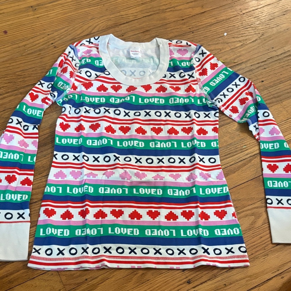 Hanna Andersson Girls' Multicolor 'Loved' Stripe Long Sleeve Pajama Top